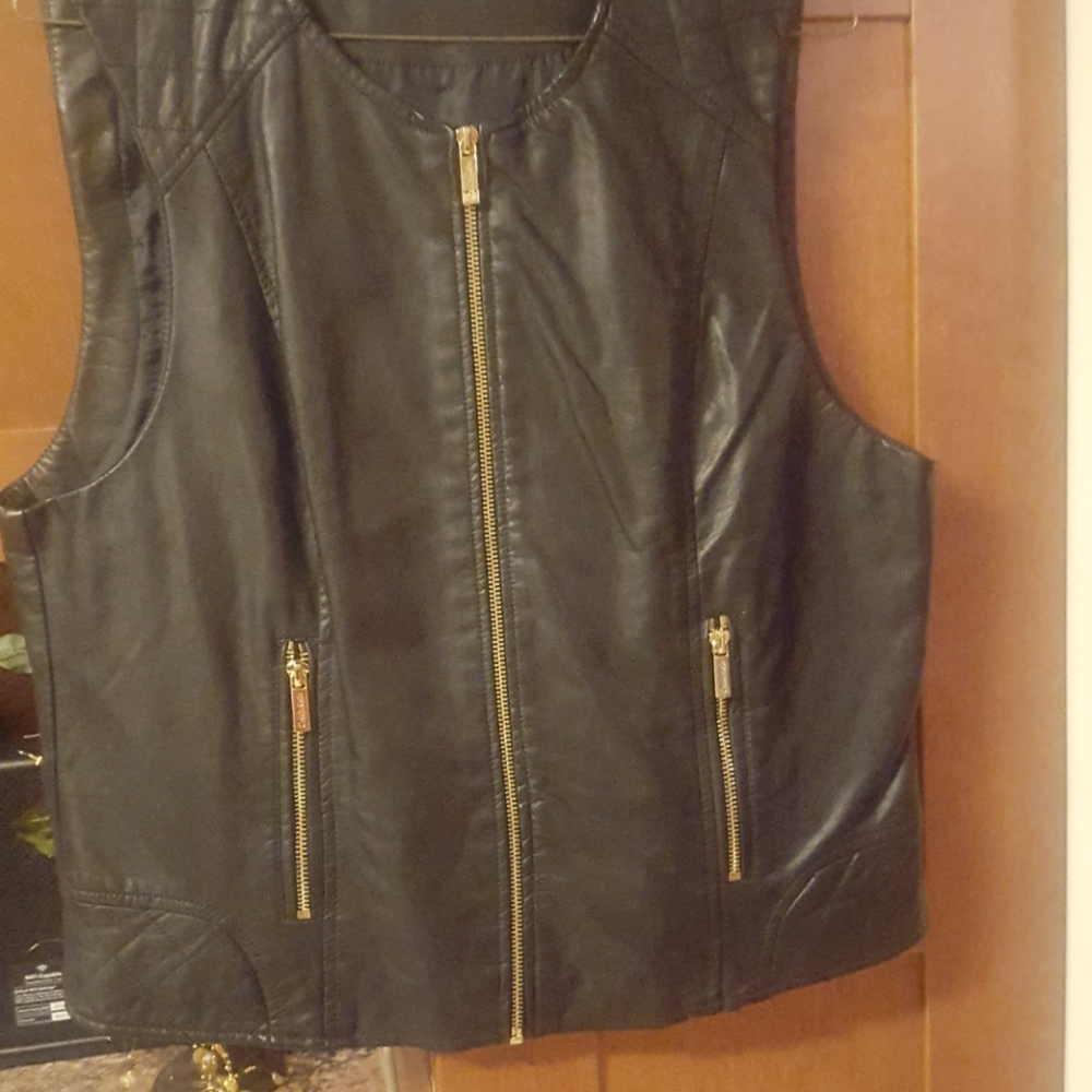 Calvin Klein black leather vest